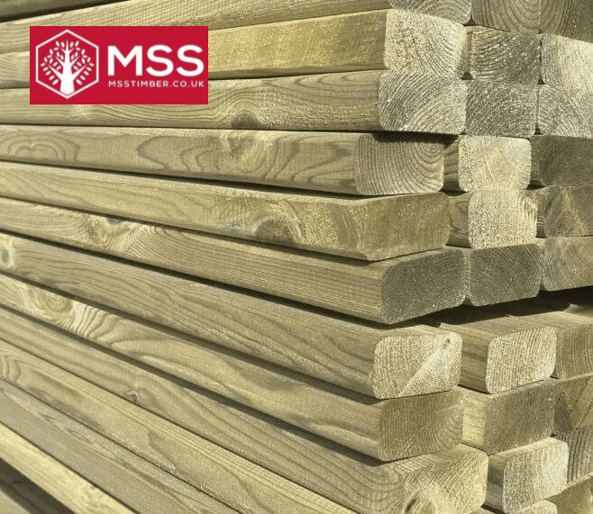 10 Packs of 10 Fencing Slats Planed with Eased Corners Green Treated Redwood - MSS Timber Merchants
