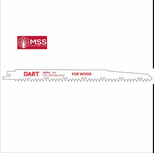 DART S1531L Wood Cutting Reciprocating Blade Pk 5 - MSS Timber Merchants