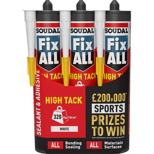 SOUDAL Fix All High Tack Adhesive & Sealant 290ml White (3 Pack) - MSS Timber Merchants